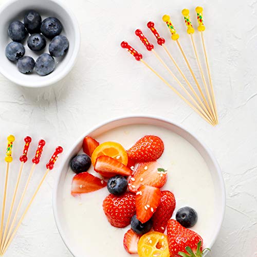 Palos de CÓCtel Palos, XiYee 200 Palitos Horquillas para Cóctel, Tenedores Desechables de Bambú, Mezclador Cóctel Bambú Frutas, San Valentín Boda Fiesta Coctelería Pinchos Boda Fiesta