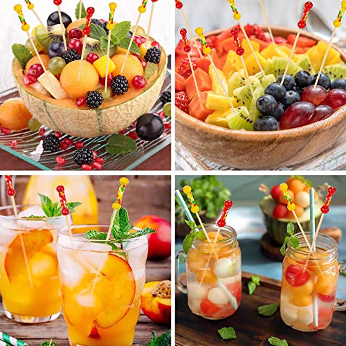 Palos de CÓCtel Palos, XiYee 200 Palitos Horquillas para Cóctel, Tenedores Desechables de Bambú, Mezclador Cóctel Bambú Frutas, San Valentín Boda Fiesta Coctelería Pinchos Boda Fiesta