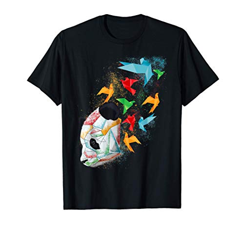 Panda Oso Origami Pájaros Plegados Volando Papel Camiseta