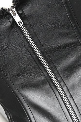 PANOZON Corsé de Vestido Cuero Bustier Sexy para Mujer Lencería Erótica Corpiños Gótico de Encaje (Small, Negro)