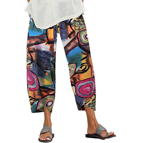 Pantalones De Mujer De Primavera Y Verano ImpresióN De Anillo Anual Estiramiento De Moda Pantalones Casuales De Bolsillo Suelto