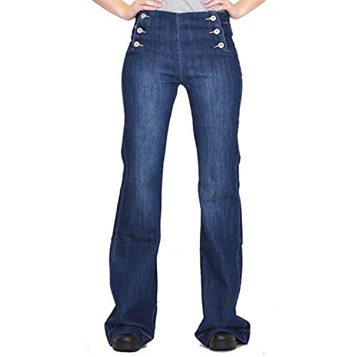 Pantalones Vaqueros de otoño para Mujer, Estilo Retro, Cintura Media, Moda, Personalidad, botón, decoración, Pantalones Acampanados Delgados Sexis X-Large