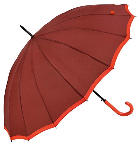 Paraguas 16 varillas – Apertura automática – Resistente al viento – Anti UV – Rojo con borde naranja – Bisetti BISETTI – Ver catálogo Bisetti 2016