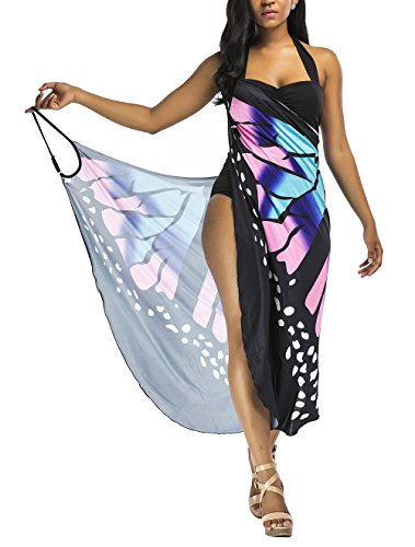 Pareos Playa Mujer Verano Elegantes Moda Vintage Mariposa Impresión Toalla Playa Bikini Cover Up Vestido Playa Genial para Verano Y Vacaciones