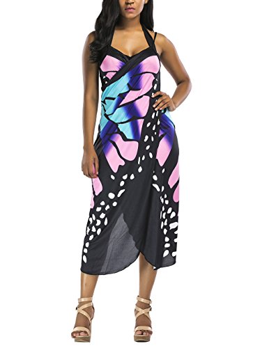 Pareos Playa Mujer Verano Elegantes Moda Vintage Mariposa Impresión Toalla Playa Bikini Cover Up Vestido Playa Genial para Verano Y Vacaciones