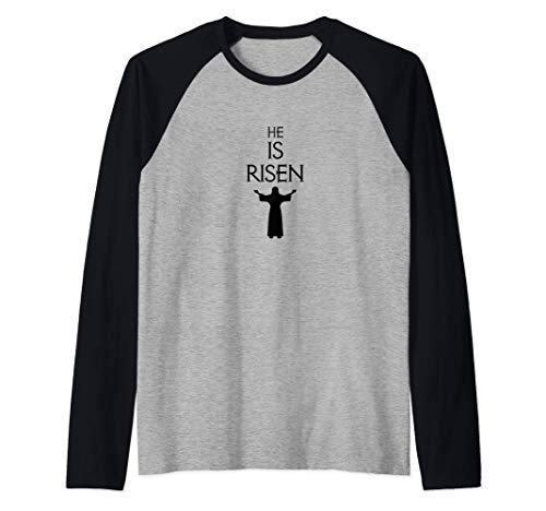 Pascua | Él es Cruz resucitada | Ropa cristiana para mujer Camiseta Manga Raglan