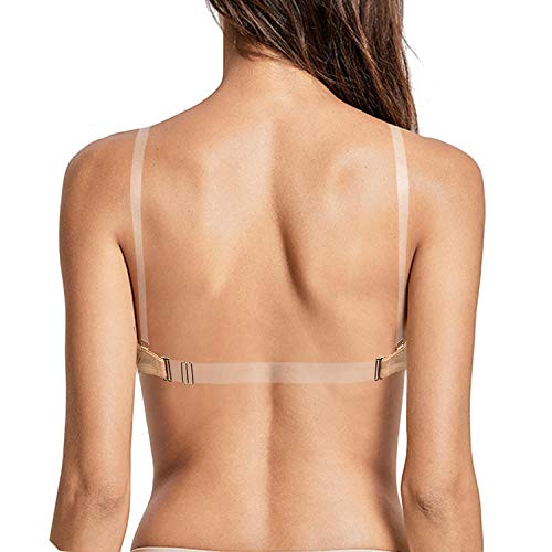 Peach-girl 2020 - Sujetador acolchado sin tirantes, convertible, ajuste de 1/2 taza, correas de silicona, lencería sexy, sujetador de boda, hueso de alambre - Negro - 34D