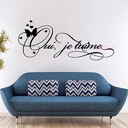 pegatina de pared 3d etiqueta de la pared Cita en francés Oui Je T'Aime letras para la decoración del hogar sala de estar