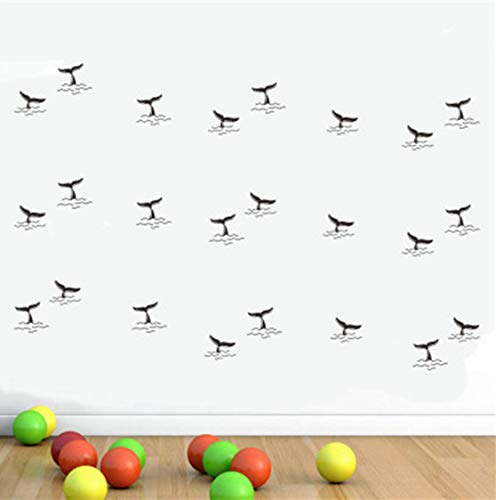Pegatinas de pared de cola de ballena de delfín para habitación de niños decoración del hogar calcomanías de pared de cola de ballena de dibujos animados etiqueta decorativa de dormitorio 49 * 32 cm