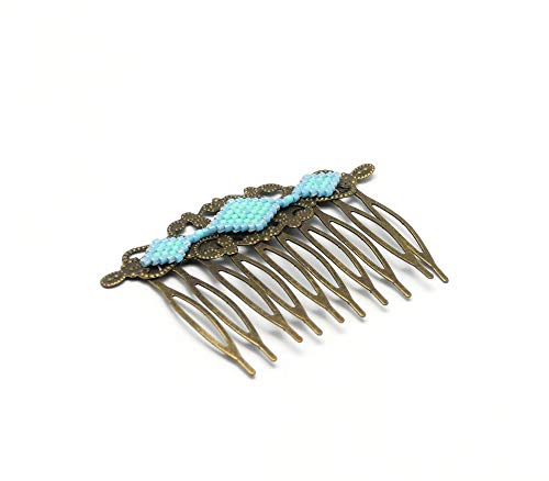 Peine diamantes perlas japonesas turquesa azul verde regalos personalizados regalo de Navidad amigos cumpleaños ceremonia boda invitados Día de la Madre Día del padre de las parejas