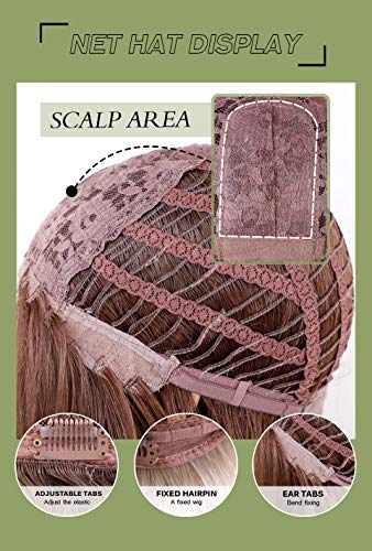 Pelucas de Hombro-Longitud con Flecos Aire, Pelucas Cortos Ondulados de Sintéticos para chica Mujer,Moda Bob Wig de Resistente al Calor, Cosplay Pelucas Verde para Fiesta de Halloween,14.5''