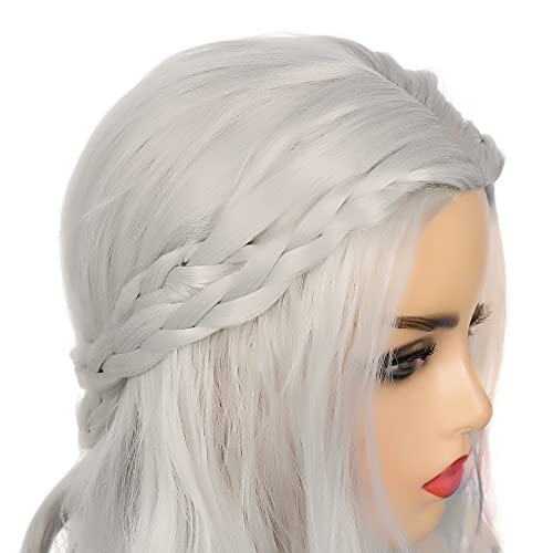 Pelucas grises para mujer, peluca larga ondulada, disfraz de cosplay, peluca sintética para Halloween, carnaval, peluca para mujer (gris)
