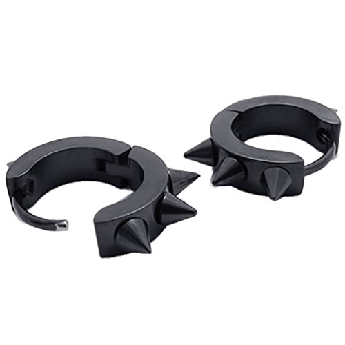 Pendientes de remache - SODIAL(R) pendientes de joyeria de hombres, clavos de aros de puas de punta de acero inoxidable de estilo de Rockabilly, de color negro