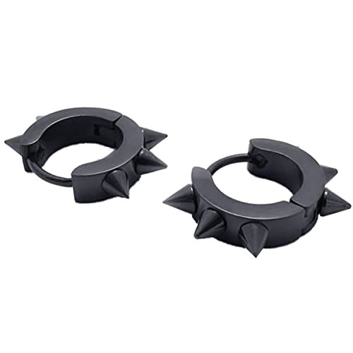 Pendientes de remache - SODIAL(R) pendientes de joyeria de hombres, clavos de aros de puas de punta de acero inoxidable de estilo de Rockabilly, de color negro