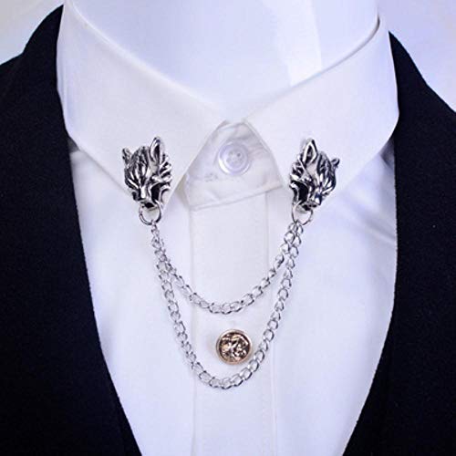 Piero Traje Blusa Camisas Cuello Clip Cuello para Hombres Broche Pin Cadena Punk, Imagen 6
