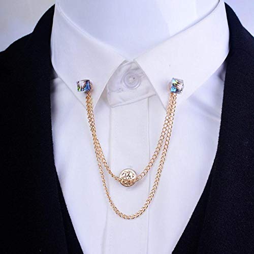 Piero Traje Blusa Camisas Cuello Clip Cuello para Hombres Broche Pin Cadena Punk, Imagen 6