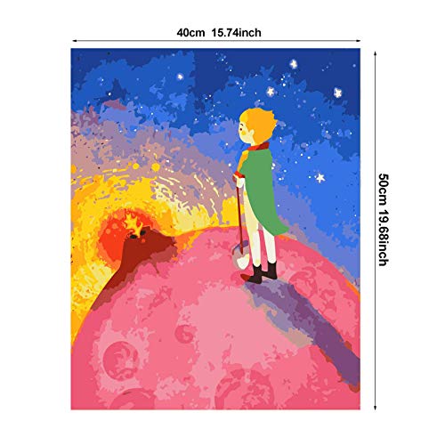 Pintar por Kit de Números, DIY Pintura al óleo Dibujo Algodón con Pinceles Decoraciones para el Hogar Regalos - 40x50cm Sin Marco (Principito 7)