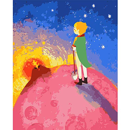 Pintar por Kit de Números, DIY Pintura al óleo Dibujo Algodón con Pinceles Decoraciones para el Hogar Regalos - 40x50cm Sin Marco (Principito 7)