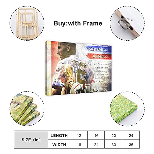 Póster de futbolista Zinedine Zidane sin marco, impresión de 30 x 45 cm