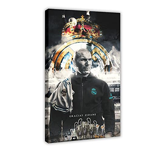 Póster de futbolista Zinedine Zidane sin marco para pared, póster deportivo, 2 lienzos para decoración de sala de estar, dormitorio, 50 x 75 cm