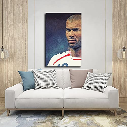 Póster de futbolista Zinedine Zidane sin marco para pared, póster deportivo 6 x 90 cm, diseño de cuadro de pared