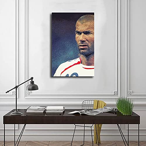 Póster de futbolista Zinedine Zidane sin marco para pared, póster deportivo 6 x 90 cm, diseño de cuadro de pared