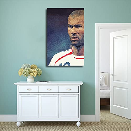 Póster de futbolista Zinedine Zidane sin marco para pared, póster deportivo 6 x 90 cm, diseño de cuadro de pared