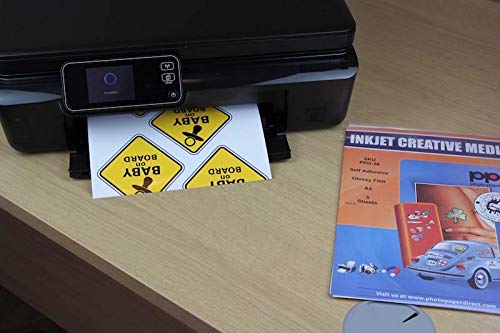 PPD A4 x 10 Pegatinas de Vinilo Autoadhesivo Brillante Imprimibles de Grado Comercial - Secado Instantáneo y A Prueba de Desgarro - Para Impresora de Inyección de Tinta Inkjet - PPD-36-10