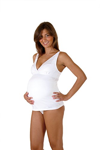 Premamy - Camiseta Interior para Maternidad, Estilo básico, Sujetador de Lactancia - Blanco - IV (M)
