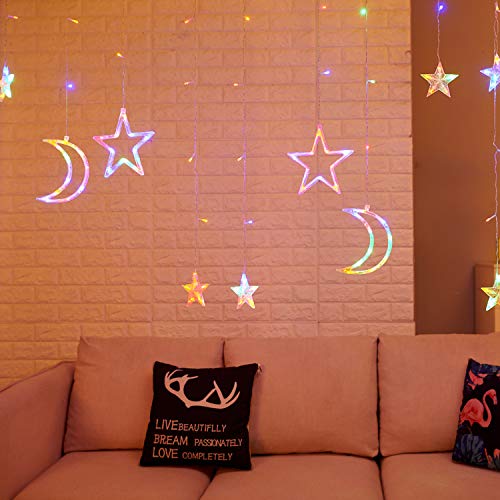 PTN Cortina de Luces, LED Guirnaldas luminosas, Luz Cadena, Luz de Cortina, 8 Modos de Luz Perfecto, Guirnaldas Luminosas Estrellas para Decoración de Navidad, Festival,Fiestas, Casa,Jardín,Boda