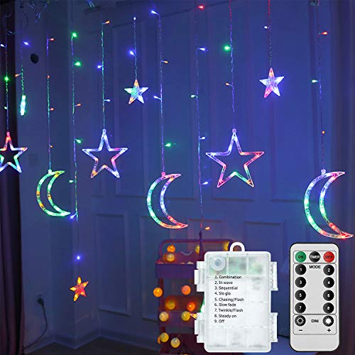 PTN Cortina de Luces, LED Guirnaldas luminosas, Luz Cadena, Luz de Cortina, 8 Modos de Luz Perfecto, Guirnaldas Luminosas Estrellas para Decoración de Navidad, Festival,Fiestas, Casa,Jardín,Boda