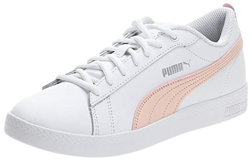 PUMJV|#Puma - Smash Wns V2 L, (Puma White-Peach Parfait-Puma Silver 14), 3.5 (36 EU) EU