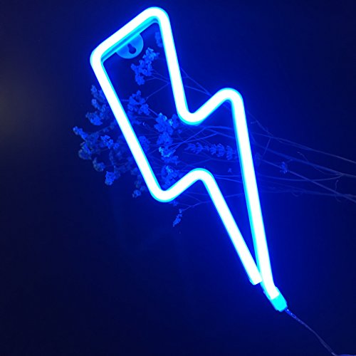 QiaoFei Luz de decoración con Forma de Letrero de neón LED, decoración de Pared para Navidad, Fiesta de cumpleaños, Sala de niños, Sala de Estar, decoración de Fiesta de Bodas (Azul)