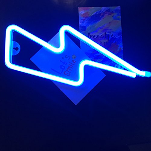 QiaoFei Luz de decoración con Forma de Letrero de neón LED, decoración de Pared para Navidad, Fiesta de cumpleaños, Sala de niños, Sala de Estar, decoración de Fiesta de Bodas (Azul)