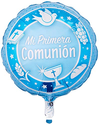 Qualatex 49568 Comunion Azul - Globo redondo de aluminio (45,72 cm), multicolor