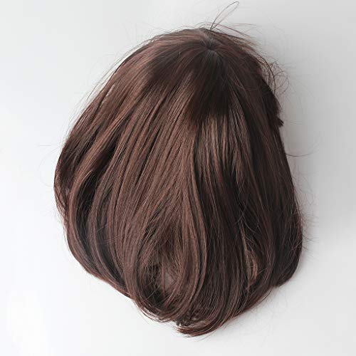 Quesuc short bob wig peluca marrón oscuro para mujer, peluca sintética recta corta con gorro de pelo liso