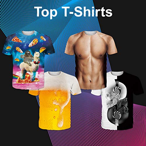 RAISEVERN Camiseta con Estampado gráfico 3D Hombre, Mujer, Verano, música Informal, Calavera, Camiseta de Manga Corta para DJ, XL