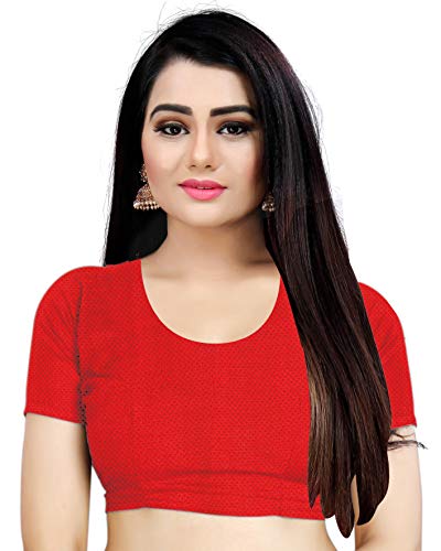 Rajnandini Mujer Art Silk Impreso Tradicional Sari con Blusa Pieza (Beige y Rojo)