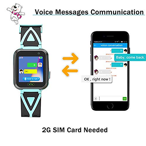 Reloj Inteligente a Prueba de Agua GPS Tracker para niños - Mire el Reloj Inteligente a Prueba de Agua con GPS LBS WiFi Localizador de teléfono con Chat de Voz Juego de cámara (S9-Azul)