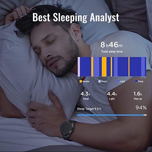 Reloj Inteligente Hombre, Hommie Smartwatch Hombre de Pantalla Táctil Ccompleta Impermeable IP68, Pulsera de Actividad Inteligente con 9 Deportes, Pulsómetro,Sueño,GPS,Caloría,3 Correas, iOS y Android