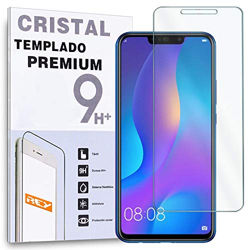 REY - Protector de Pantalla para Huawei P Smart Plus - Huawei Nova 3i, Cristal Vidrio Templado Premium