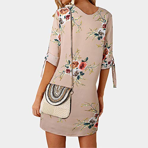 riou Vestido de Fiesta Mujer Informal de cóctel con Mangas de Bowknot para Mujer Vestido Manga Corta Cuello Redondo Mini Vestido Boho De Playa niña Casual Barato Falda Corta