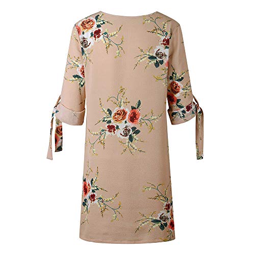 riou Vestido de Fiesta Mujer Informal de cóctel con Mangas de Bowknot para Mujer Vestido Manga Corta Cuello Redondo Mini Vestido Boho De Playa niña Casual Barato Falda Corta