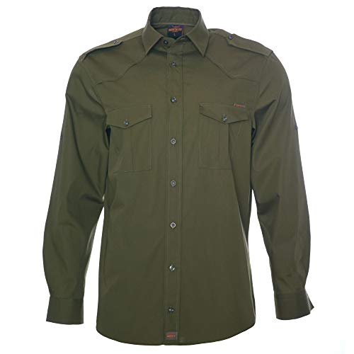ROCK-IT Apparel® Camisa de Hombre de Manga Larga Aspecto Militar Camisa Worker de Tiempo Libre Fabricada en Europa Tallas S-5XL Verde olivio 3XL