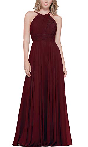 Roiii Vestido largo de gasa para mujer, estilo casual, para cóctel, noche, vestido de graduación, tallas 38-54