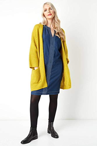 Roman Originals Vestido de mezclilla para mujer con bolsillos – túnica Jean Shift algodón contraste Top Stitch A-Line Smock casual hasta la rodilla sin mangas verano recto Pinafore