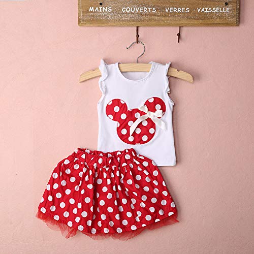Ropa Bebe NiñA Verano Barata Vestidos Estilo Princesa Ropa Fiesta De Dibujos Animados Lindo Mini Vestido 2 Piezas 2018 MáS Nuevos (XL(3 años-4 años), Rojo)