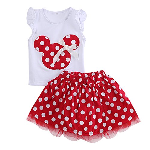 Ropa Bebe NiñA Verano Barata Vestidos Estilo Princesa Ropa Fiesta De Dibujos Animados Lindo Mini Vestido 2 Piezas 2018 MáS Nuevos (XL(3 años-4 años), Rojo)