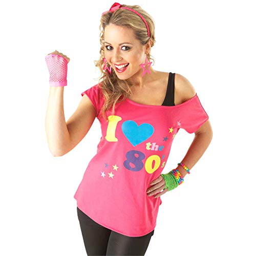 Rubies Official - Disfraz para Adulto, Camiseta con Texto en inglés I Love The 80's, Talla M