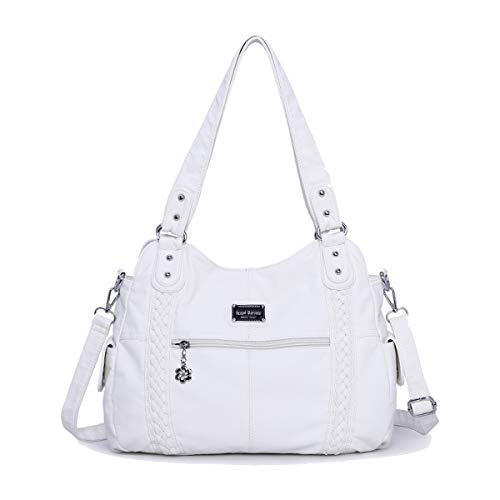 SDINAZ Bolsos de mano mujer moda Cuero de pu Bolsos bandolera Bolsos totes Shoppers y bolsos de hombro Blanco